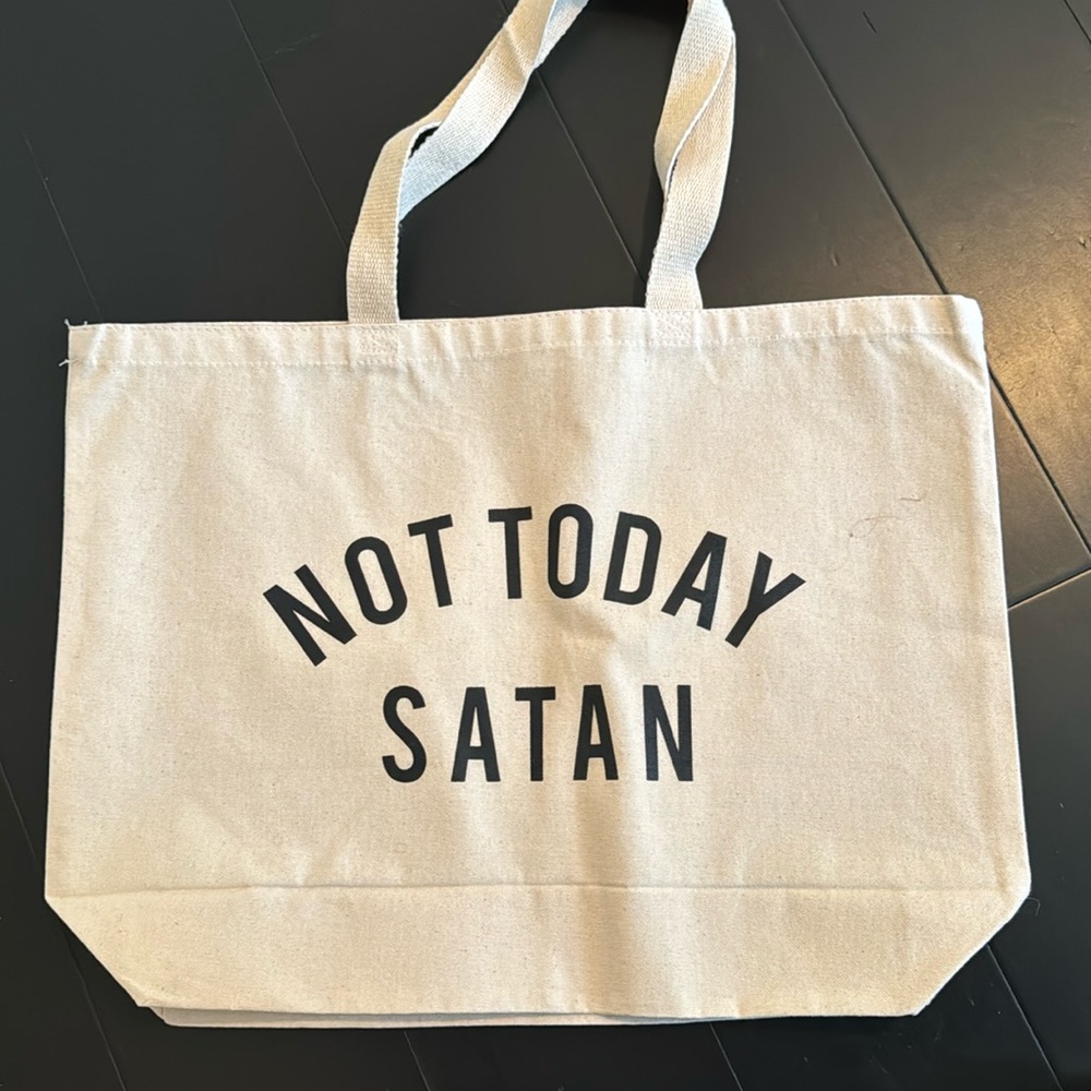 Not Today Satan Canvas Tote, Reusable Bag, NEW